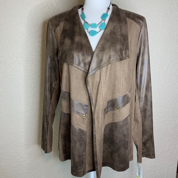 Allison Daley Brown Mosaic Canyon Open Front Cardigan Jacket Women's Siz… - Picture 3 of 10